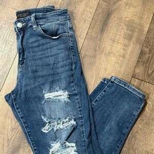 Judy Blue Women's Ripped Blue Skinny Jeans